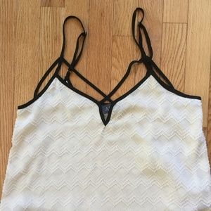 ASTR Flared Cream Tank Top Textured Zigzag Design